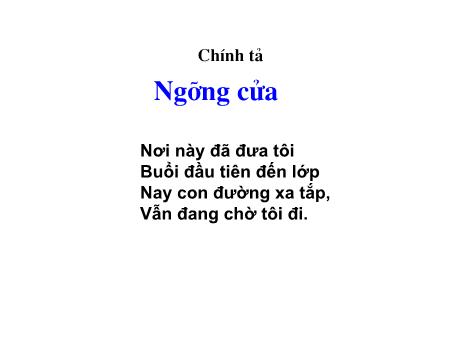 Bài giảng Chính tả Lớp 1 - Tuần 31: Ngưỡng cửa