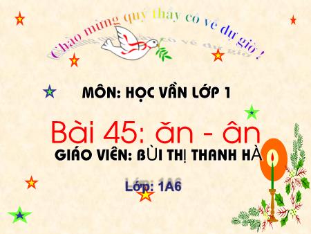 Bài giảng Học vần Lớp 1 - Bài 45: ăn, ân (Tiết 1) - Bùi Thị Thanh Hà