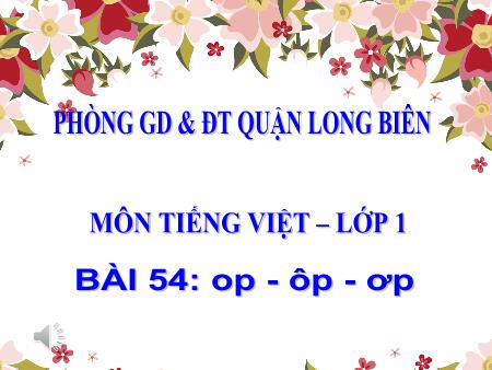 Bài giảng Học vần Lớp 1 - Bài 54: op, ôp, ơp