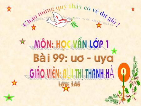 Bài giảng Học vần Lớp 1 - Bài 99: uơ, uya (Tiết 1) - Bùi Thị Thanh Hà