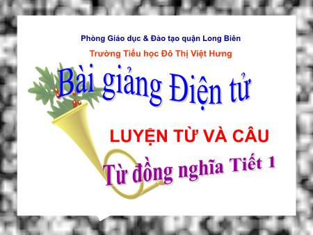 Bài giảng Luyện từ và câu Lớp 5 - Từ đồng nghĩa (Tiết 1) - Trường Tiểu học Đô thị Việt Hưng