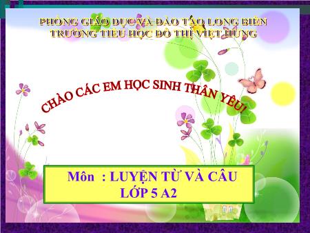 Bài giảng Luyện từ và câu Lớp 5 - Tuần 16: Tổng kết vốn từ - Trường Tiểu học Đô thị Việt Hưng