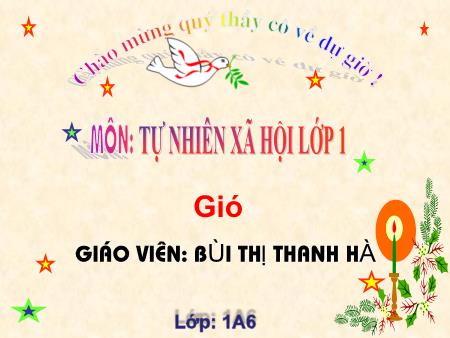 Bài giảng Tự nhiên và Xã hội Lớp 1 - Tuần 32: Gió - Bùi Thị Thanh Hà