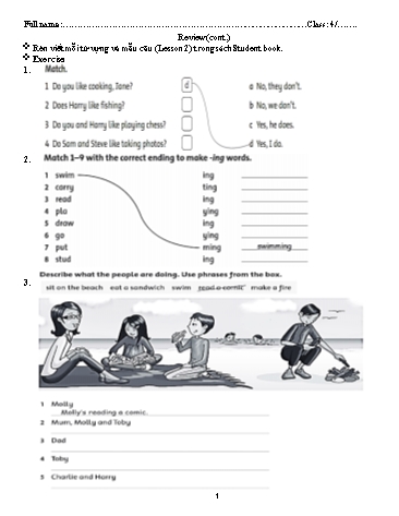 Bài ôn tập môn Tiếng Anh Khối 4 - Trường TH Cao Bá Quát