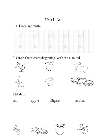 Bài tập môn Tiếng Anh Lớp 1
