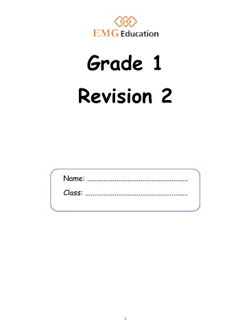 Đề ôn tập môn Tiếng Anh Lớp 1 - Đề số 2