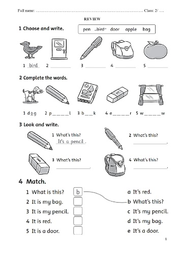 Phiếu ôn tập môn Tiếng Anh Lớp 2 - Phiếu số 3 - Trường TH Cao Bá Quát