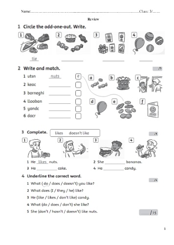 Phiếu ôn tập môn Tiếng Anh Lớp 3 - Phiếu số 6 - Trường TH Cao Bá Quát