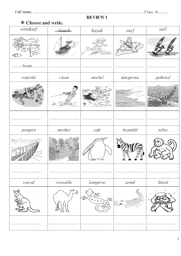 Phiếu ôn tập môn Tiếng Anh Lớp 4 - Phiếu số 1 - Trường TH Cao Bá Quát