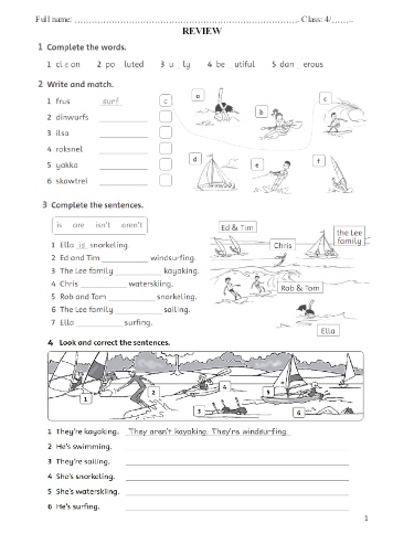 Phiếu ôn tập môn Tiếng Anh Lớp 4 - Phiếu số 8 - Trường TH Cao Bá Quát