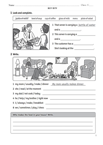 Phiếu ôn tập môn Tiếng Anh Lớp 5 - Phiếu số 6 - Trường TH Cao Bá Quát