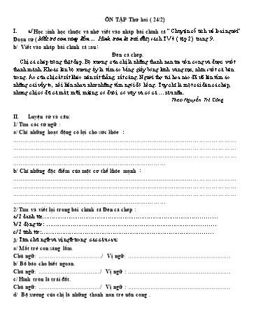 Phiếu ôn tập môn Tiếng Việt Lớp 4 - Phiếu số 1 - Trường TH Cao Bá Quát