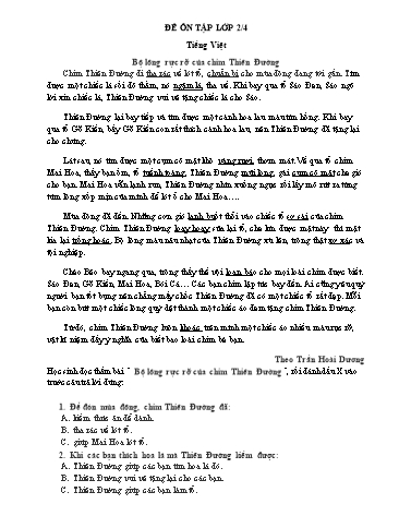 Phiếu ôn tập môn Tiếng Việt và Toán Lớp 2 - Phiếu số 2 - Năm học 2019-2020 - Trường TH Cao Bá Quát