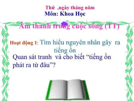 Bài giảng Khoa học Lớp 4 - Âm thanh trong cuộc sống (Tiếp theo) Bài giảng Khoa học Lớp 4 - Âm thanh trong cuộc sống (Tiếp theo)