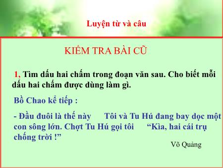 Bài giảng Luyện từ và câu Lớp 3 - Nhân hóa Bài giảng Luyện từ và câu Lớp 3 - Nhân hóa