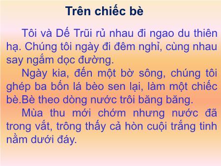 Bài giảng Tập đọc Lớp 2 - Tuần 4: Trên chiếc bè