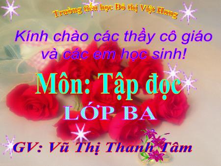 Bài giảng Tập đọc Lớp 3 - Chiếc áo len - Vũ Thị Thanh Tâm