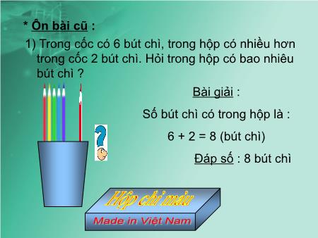 Bài giảng Toán Lớp 2 - Tuần 6: 7 cộng với một số. 7-5