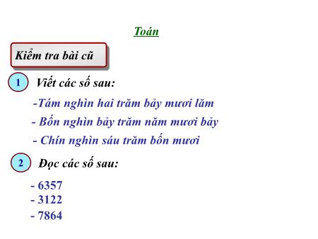 Bài giảng Toán Lớp 3 - Tuần 19: Các số có bốn chữ số (Tiếp theo) Bài giảng Toán Lớp 3 - Tuần 19: Các số có bốn chữ số (Tiếp theo)
