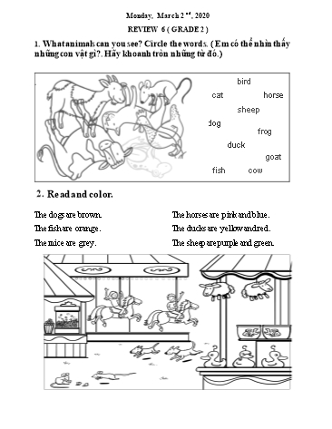 Bài ôn tập môn Tiếng Anh Lớp 2 - Phần 1 - Năm học 2019-2020 - Trường TH Chí Linh