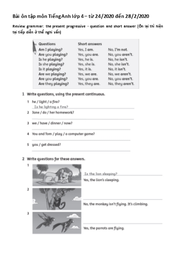 Bài ôn tập môn Tiếng Anh Lớp 4 - Unit 5 - Năm học 2019-2020 - Trường TH Chí Linh