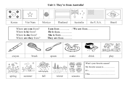 Bài ôn tập môn Tiếng Anh Lớp 4