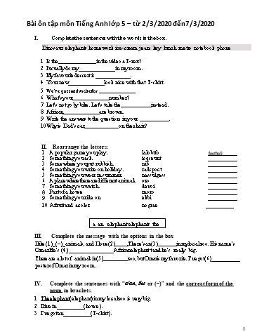 Bài ôn tập môn Tiếng Anh Lớp 5 - Bài 4 - Trường TH Chí Linh