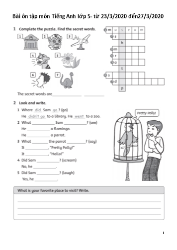 Bài ôn tập môn Tiếng Anh Lớp 5 - Bài 7 - Trường TH Chí Linh