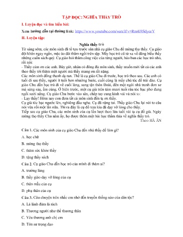 Bài ôn tập môn Tiếng Việt Lớp 5 - Tuần 26 - Trường TH Chí Linh