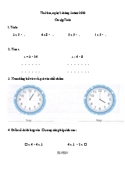 Đề ôn tập môn Toán và Tiếng Việt Lớp 2 - Tuần 24 - Trường TH Chí Linh