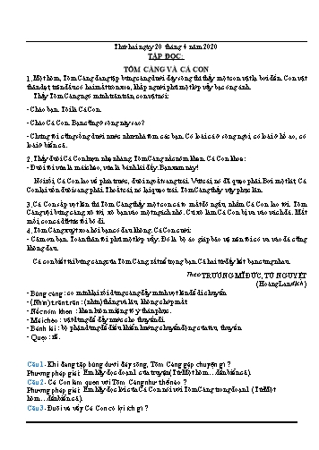 Kế hoạch dạy học môn Toán và Tiếng Việt Lớp 2 - Tuần 26 - Năm học 2019-2020 - Trường TH Chí Linh
