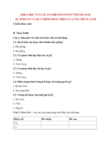 Nội dung bài học môn Khoa học, Lịch sử và Địa lí Lớp 5 - Tuần 28 - Trường TH Chí Linh