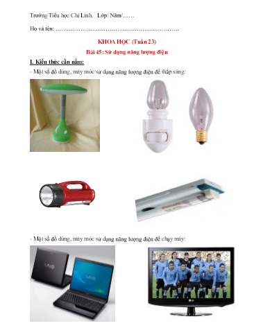 Nội dung bài học môn Khoa học, Lịch sử và Địa lí Lớp 5 - Tuần 23 - Trường TH Chí Linh