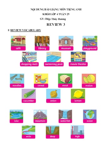Nội dung bài học môn Tiếng Anh Lớp 4 - Tuần 25 - Diệp Thùy Hương