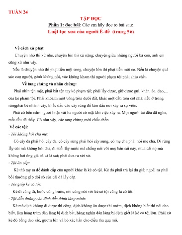 Nội dung bài học môn Tiếng Việt Lớp 5 - Tuần 24 - Trường TH Chí Linh