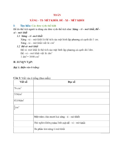 Nội dung bài học môn Toán Lớp 5 - Tuần 23 - Trường TH Chí Linh