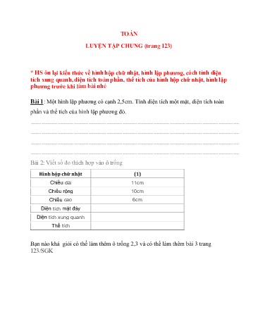 Nội dung bài học môn Toán Lớp 5 - Tuần 24 - Trường TH Chí Linh