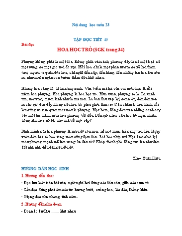 Nội dung bài học môn Toán và Tiếng Việt Lớp 4 - Tuần 23 - Trường TH Chí Linh