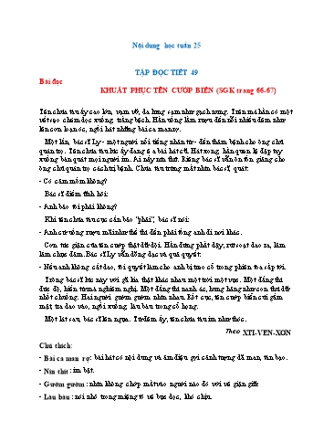 Nội dung bài học môn Toán và Tiếng Việt Lớp 4 - Tuần 25 - Trường TH Chí Linh