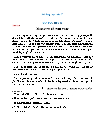 Nội dung bài học môn Toán và Tiếng Việt Lớp 4 - Tuần 27 - Trường TH Chí Linh