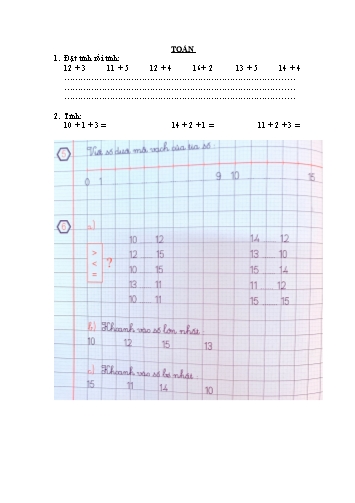 Phiếu ôn tập trong thời gian nghỉ dịch Covid-19 môn Toán Lớp 1 - Phần 3 - Trường TH Cao Bá Quát